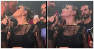 Copertina di Emma Marrone bacia un fan durante un suo concerto, il video impazza sul web: “Sono geloso”, “Sto svenendo io per te”