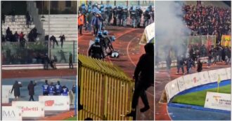 Copertina di Casertana-Foggia, partita sospesa dopo gli scontri: ferito un tifoso casertano. Le due squadre giocheranno il prossimo match a porte chiuse