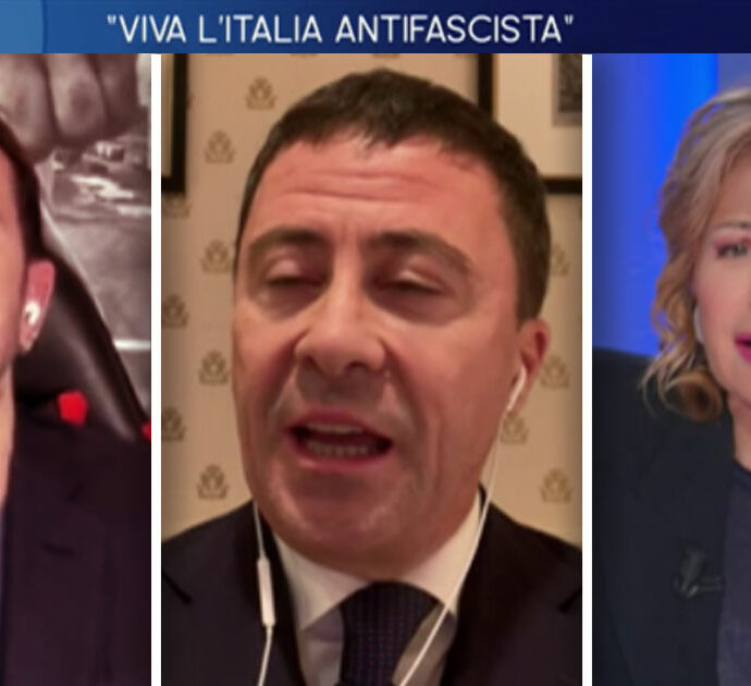 Bocchino: “Costituzione non dice che l’Italia è antifascista, la maggioranza degli italiani non è con Vizzardelli”. Scontro con Gruber e Scanzi
