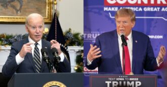 Copertina di Usa 2024, tra Biden e Trump è scontro: accuse reciproche sulla minaccia alla democrazia
