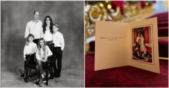 Copertina di Gli auguri di Natale della Famiglia Reale: Carlo e Camilla con i mantelli in ermellino, William e Kate in jeans