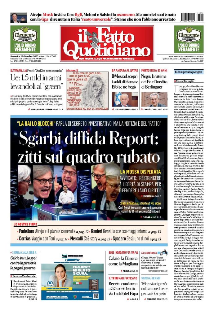 Copertina di domenica 17 Dicembre 2023