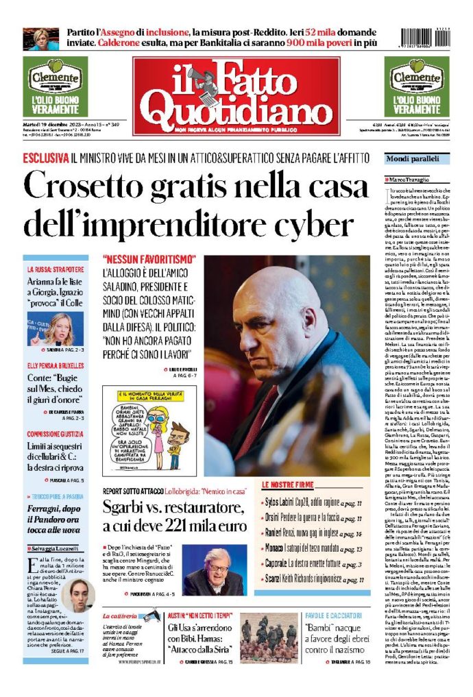 Copertina di martedì 19 Dicembre 2023