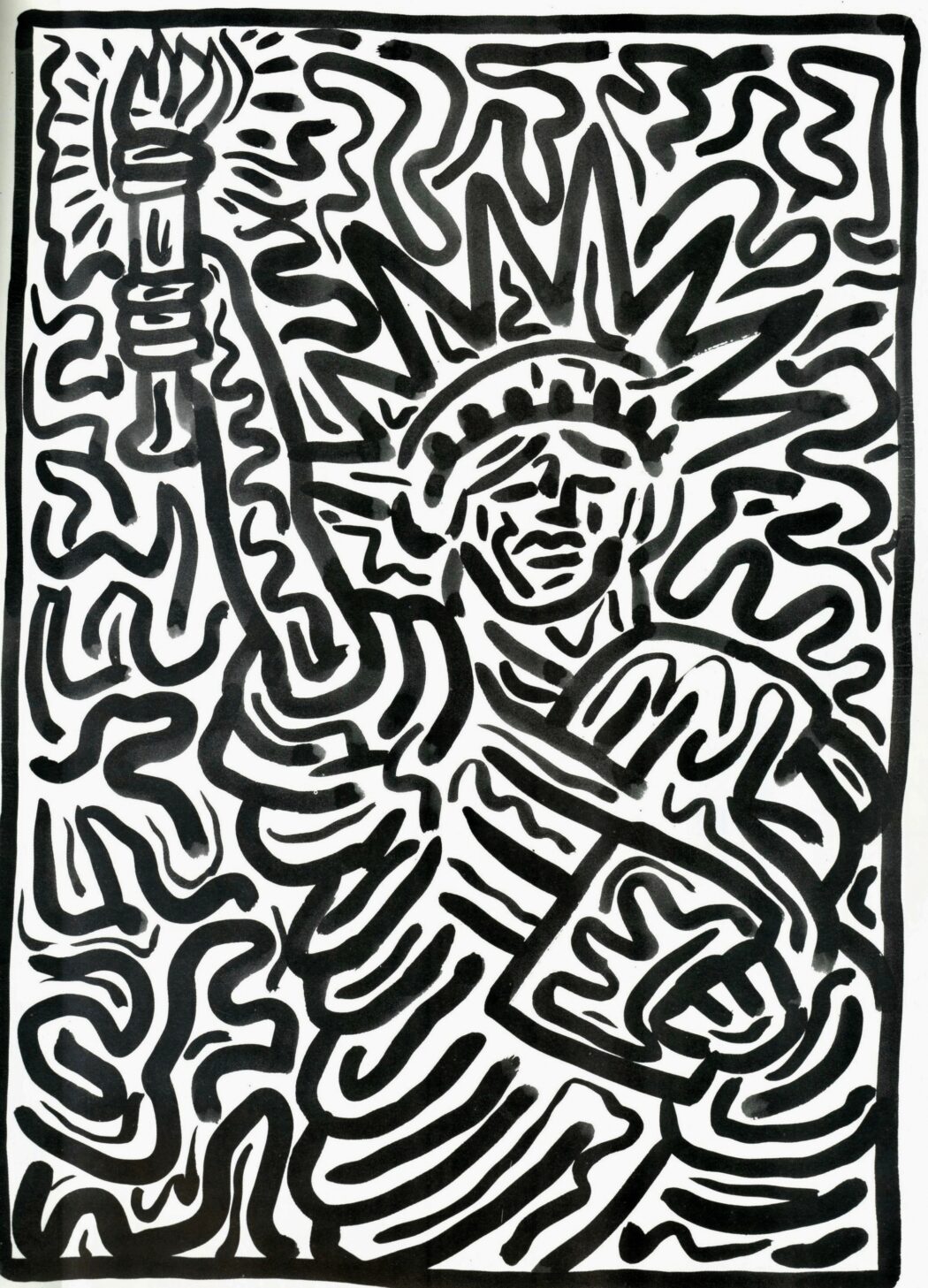 Keith Haring
Statua della Libertà come i diluvi di Leonardo da Vinci
1986
acquerello su carta pesante 75×65 cm
Lamporecchio, Nuova Fondazione Rossana e Carlo Pedretti