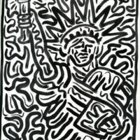 Keith Haring
Statua della Libertà come i diluvi di Leonardo da Vinci
1986
acquerello su carta pesante 75×65 cm
Lamporecchio, Nuova Fondazione Rossana e Carlo Pedretti