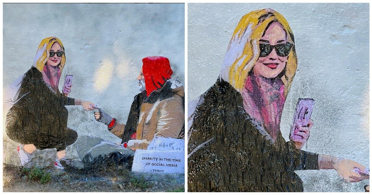 TvBoy e il murales su Chiara Ferragni e il caso Balocco: con una mano dona, con l’altra si riprende