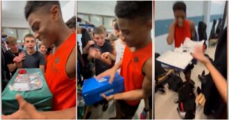 Copertina di I compagni regalano un paio di scarpe per l’Antetokounmpo di Modena. Il video diventa virale e viene condiviso anche dal suo idolo Nba