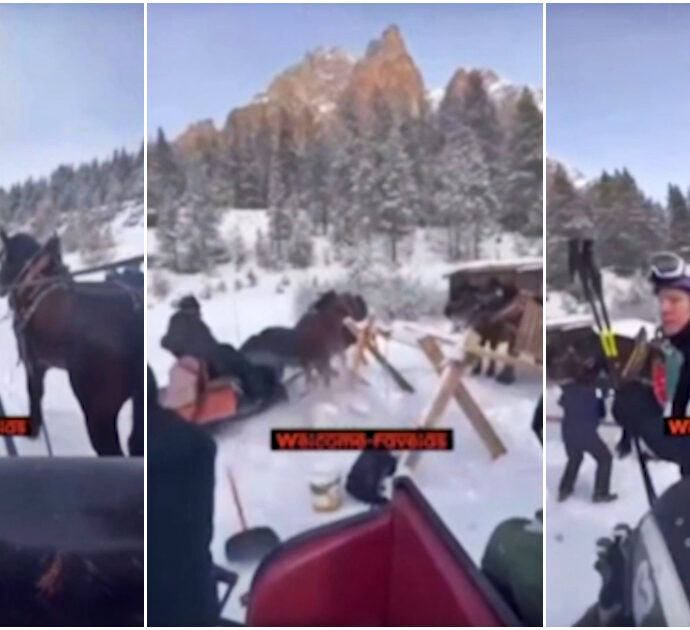 Val Badia, cavalli usati per trainare gli sciatori vanno fuori controllo: paura sulla pista – Video
