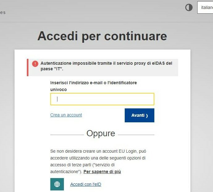 “Autenticazione impossibile”, da ottobre problemi (solo) per gli utenti italiani ad accedere con Spid ai servizi web dell’Ue