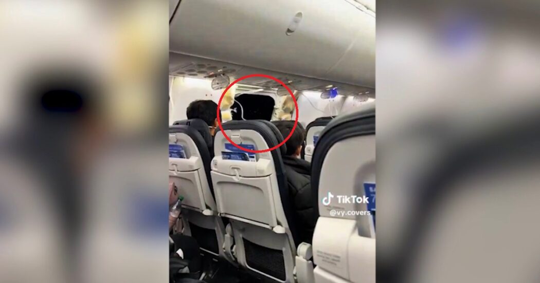 Finestrino e pezzo della fusoliera esplodono in volo, aereo dell’Alaska Airlines costretto a un atterraggio d’emergenza a Portland – Video