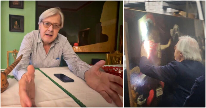 Copertina di Vittorio Sgarbi, il quadro “rubato” e la copia Hd. Lui si difende: “Pessime riproduzioni e bugie”. Ecco il video nel laboratorio che lo incastra