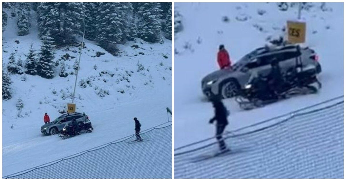 Con l’auto sulla pista da sci a San Martino di Castrozza: fermato dai carabinieri tra lo stupore degli sciatori