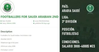 Copertina di L’Arabia Saudita cerca calciatori tramite gli annunci online: stipendi da 4mila a 2,5 milioni di dollari