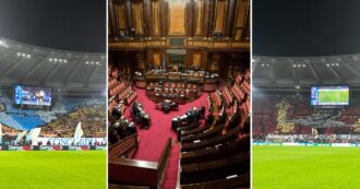 Copertina di C’è il derby Lazio-Roma, il Parlamento chiude prima: salta la discussione sulle armi in Ucraina