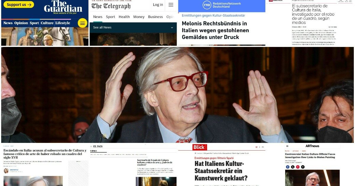 ‘Ladròn de cuadros?’: la notizia su Sgarbi indagato fa il giro del mondo. E i giornali internazionali sottolineano il silenzio di Giorgia Meloni