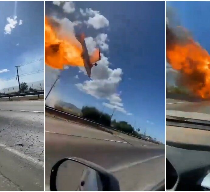 Trancia un cavo elettrico e prende fuoco, l’aereo antincendio si schianta sull’autostrada in Cile: morto il pilota (video)