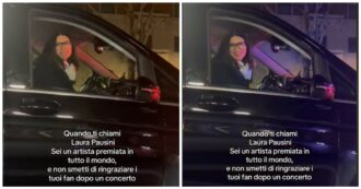 Copertina di Fan incontrano Laura Pausini ferma al semaforo dopo il concerto: il video diventa virale