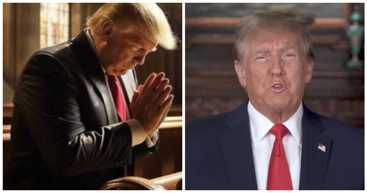 Trump posta una foto mentre prega, ma qualcosa non torna: ha sei dita nella mano destra