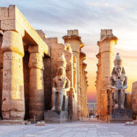 Luxor Temple, famous landmark of Egypt, first pylon view.
