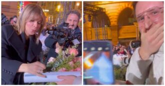 Copertina di Sanremo 2024, Alessandra Amoroso firma un autografo sul green carpet: la reazione del fan diventa virale – Video