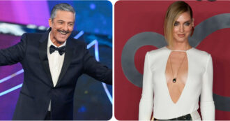 Copertina di Sanremo 2024, Fiorello cita Chiara Ferragni sul mantello che ‘sfotte’ Amadeus: “Pensati libero”. La reazione dell’influencer