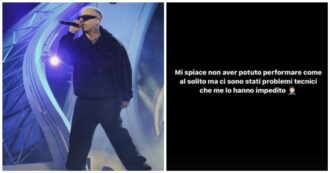 Copertina di Sanremo 2024, Lazza canta ‘Cenere’ ma qualcosa va storto e si scusa: “Non ho performato come al solito”. Ecco che cosa è successo