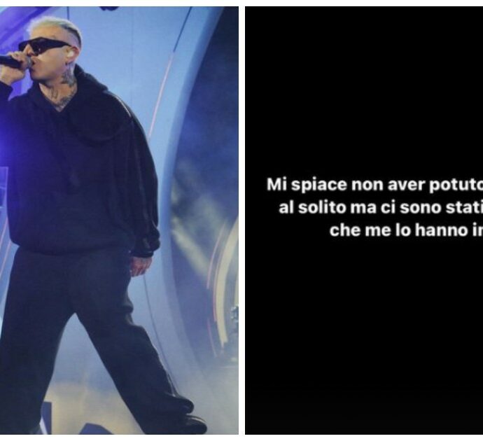 Sanremo 2024, Lazza canta ‘Cenere’ ma qualcosa va storto e si scusa: “Non ho performato come al solito”. Ecco che cosa è successo