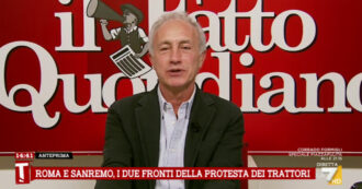 Copertina di Travaglio a La7: “Salvini cerca disperatamente di salire sui trattori per la sua guerricciola privata contro Meloni ma dubito che ci riuscirà”