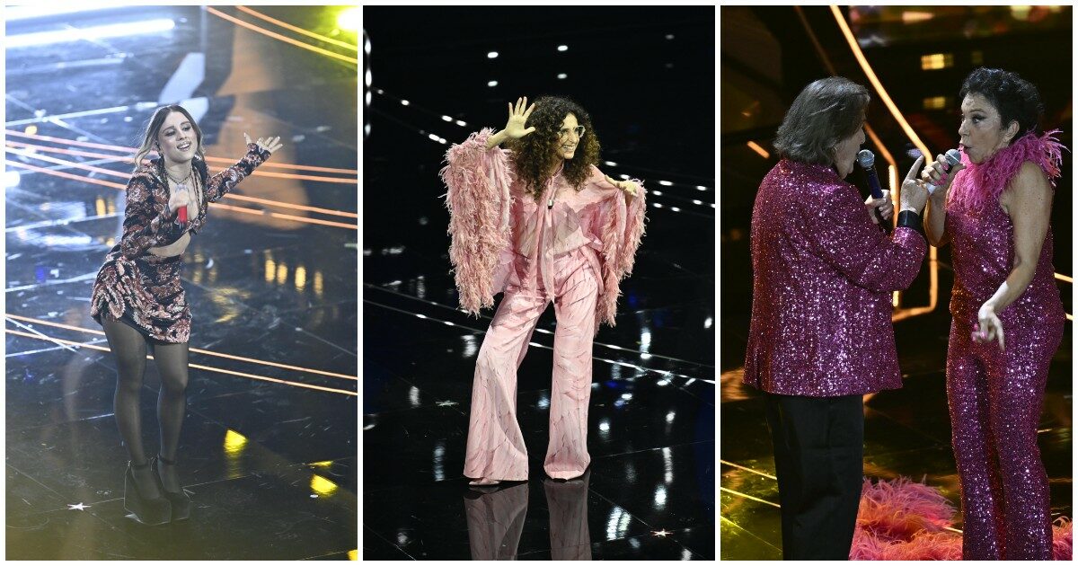 Sanremo 2024, le pagelle ai look della terza serata: Teresa Mannino ruggente in Roberto Cavalli (voto 8), male Angelina Mango. I Ricchi e Poveri in rosa shoking – FOTO