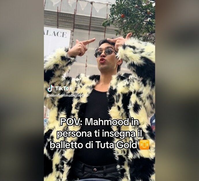 Sanremo 2024, Mahmood insegna ai fan il balletto di “Tuta gold”: il video del tutorial fa milioni di visualizzazioni