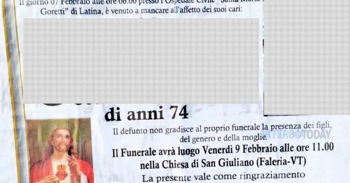 “Il defunto non vuole al proprio funerale i figli, il genero e la moglie”: la richiesta choc sui manifesti