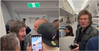 Copertina di Milei sul volo di linea Roma-Buenos Aires acclamato dai passeggeri: “Papa Francesco? Mi ha perdonato” – Video