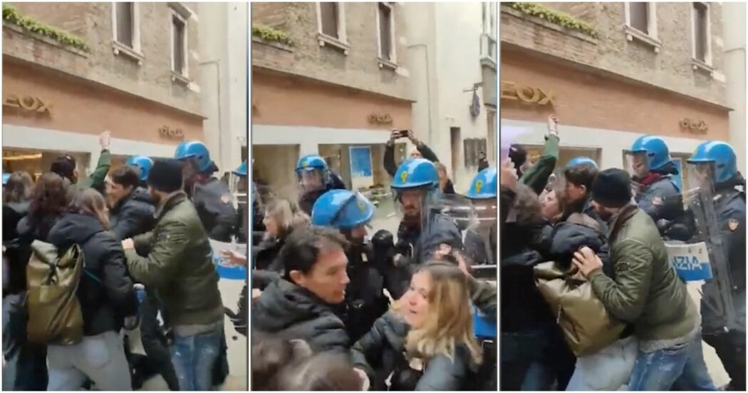 Venezia, proteste all’inaugurazione dell’anno accademico contro la ministra Bernini: cariche della polizia e tensione (video)