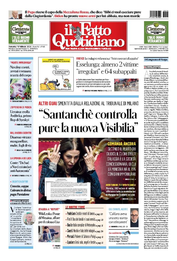 Copertina di domenica 18 Febbraio 2024