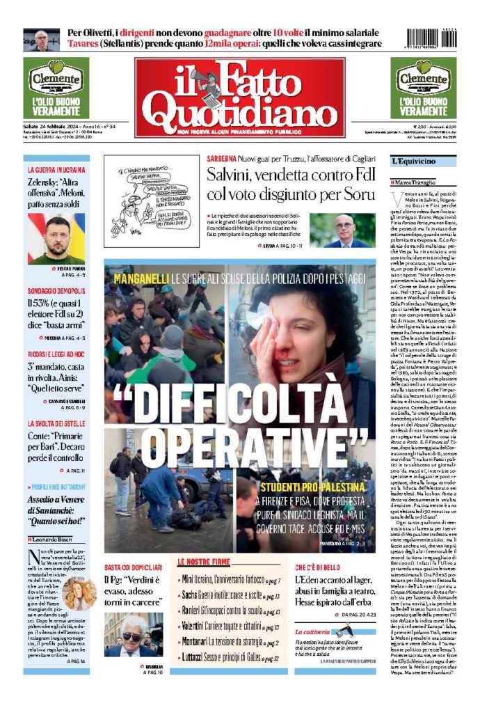 Copertina di sabato 24 Febbraio 2024