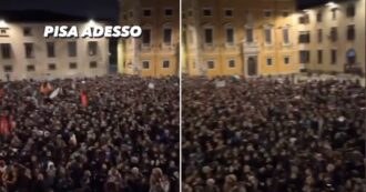 Copertina di Pisa, dopo le manganellate agli studenti oltre 5mila persone in piazza in solidarietà ai manifestanti: le immagini dall’alto