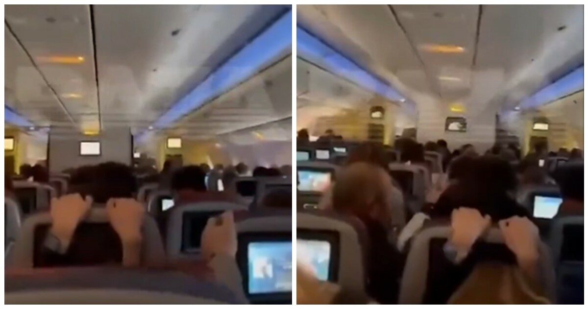 L’aereo viaggia a 1.200 km/h a causa dei forti venti e i passeggeri si aggrappano ai sedili: panico a bordo