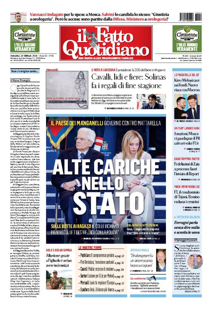 Copertina di domenica 25 Febbraio 2024