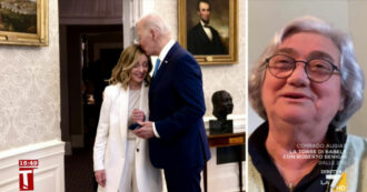 Copertina di Bindi a La7: “La foto del bacio di Biden a Meloni? Mi sono concentrata sul ritratto di Lincoln, meno male che è stata scattata in quel punto”