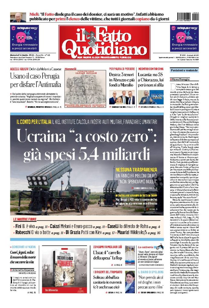 Copertina di mercoledì 6 Marzo 2024