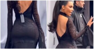 Copertina di Kim Kardashian alla sfilata di Balenciaga con il cartellino che spunta dal vestito: il dettaglio non passa inosservato ma c’è un motivo
