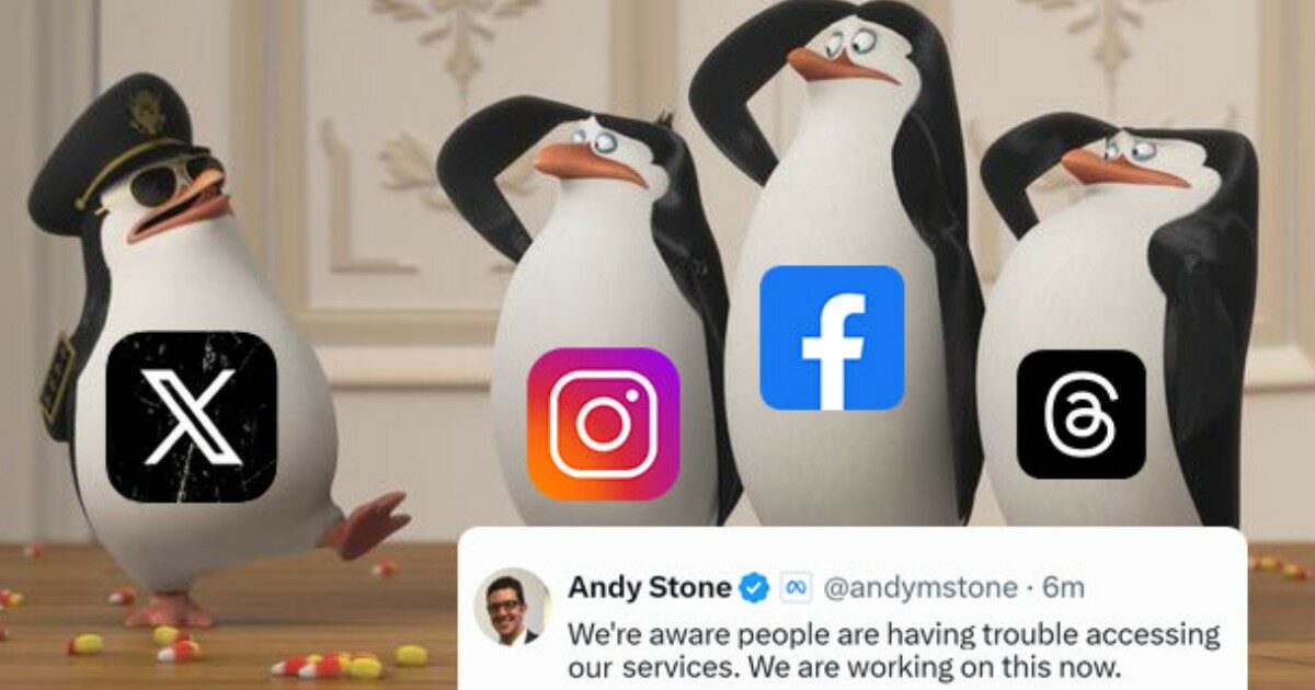 Facebook e Instagram down, Elon Musk ironizza su X con dei pinguini: ecco il significato