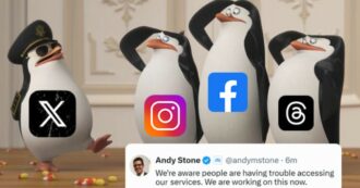 Copertina di Facebook e Instagram down, Elon Musk ironizza su X con dei pinguini: ecco il significato