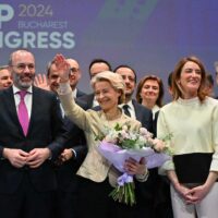 Ursula von der Leyen designated as EPP candidate for the next European elections, Bucharest, Romania, 7 March 2024. ANSA/ALESSANDRO DI MEO