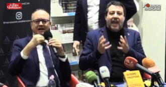 Copertina di Valditara contestato alla presentazione del suo libro: “Ecco l’intolleranza della sinistra”. Salvini: “Sarà un tifoso incazzato della Lazio”