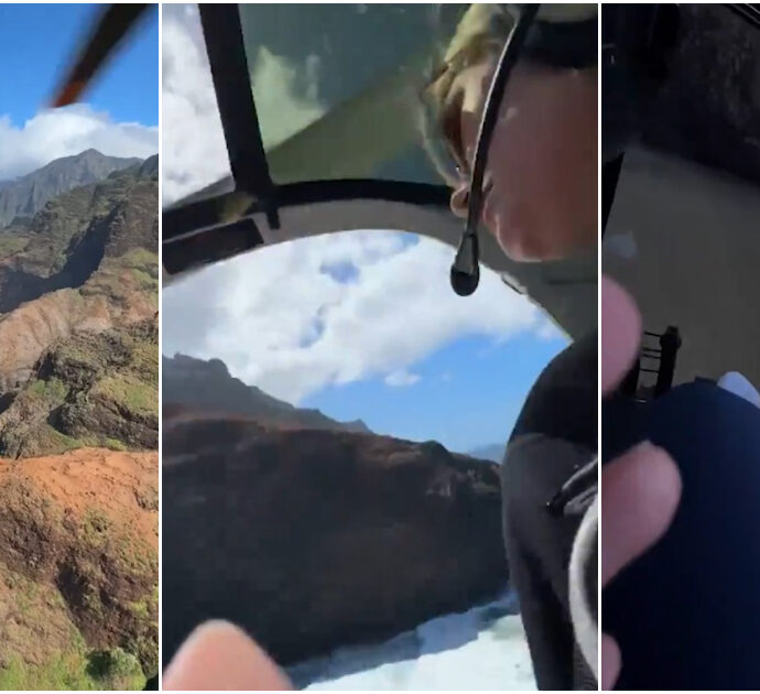 L’elicottero si schianta sulla spiaggia: le immagini dell’incidente alle Hawaii riprese dai passeggeri – Video