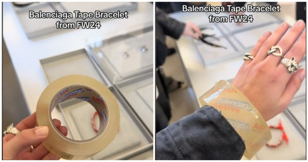 Un rotolo di scotch come bracciale, la nuova trovata di Balenciaga è virale: cosa (non) abbiamo capito del tape bracelet e quanto costa