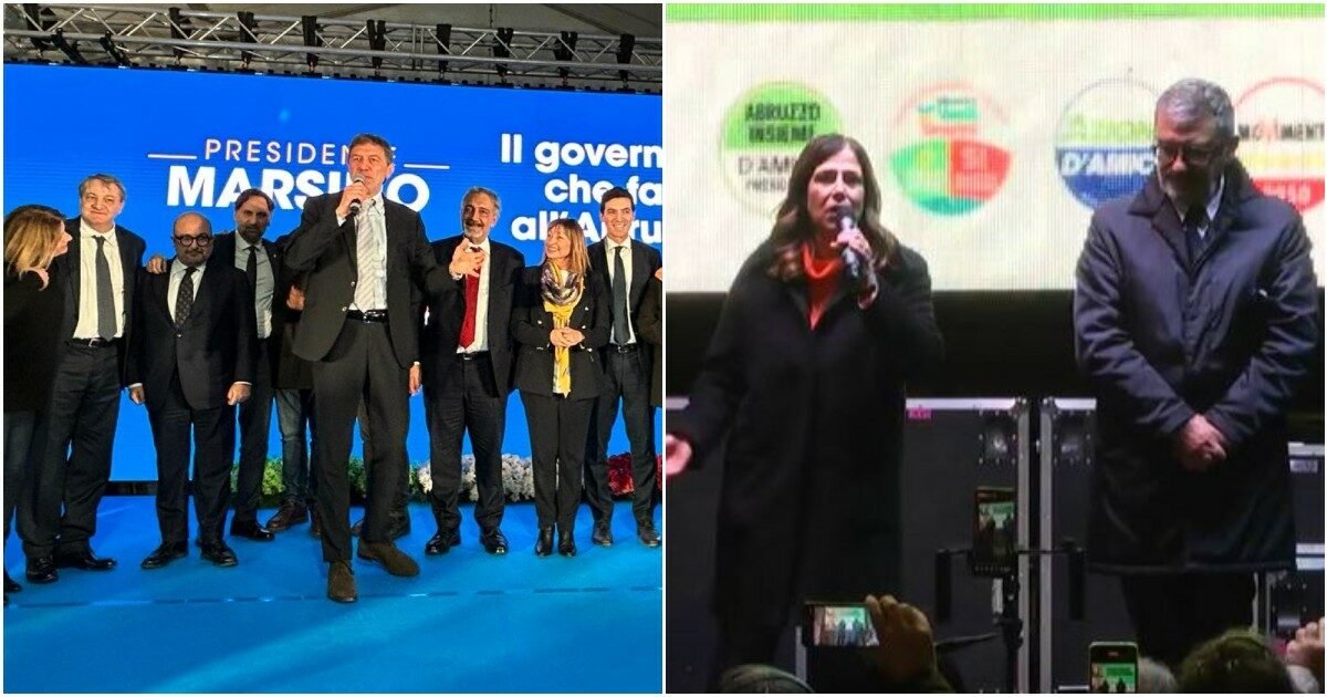 Regionali Abruzzo, chiusura senza leader. Todde con D’Amico: “Uniti vinciamo”. Sangiuliano da Marsilio: “Non vogliamo i comunisti”