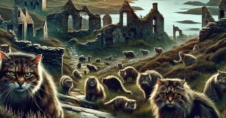 Copertina di “Apocalypse miao”, una colonia di gatti ‘fuori controllo’ rischia di decimare tutti gli uccelli di una piccola isola. La storia