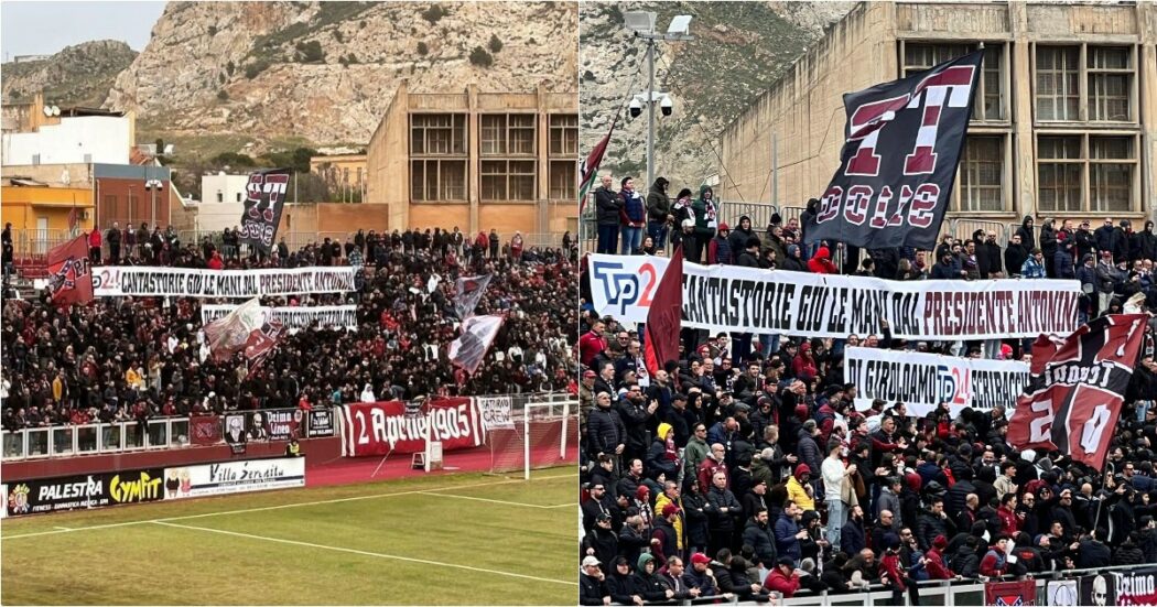 Trapani calcio, allo stadio esposti striscioni per insultare il giornalista autore di un’inchiesta sul presidente Antonini